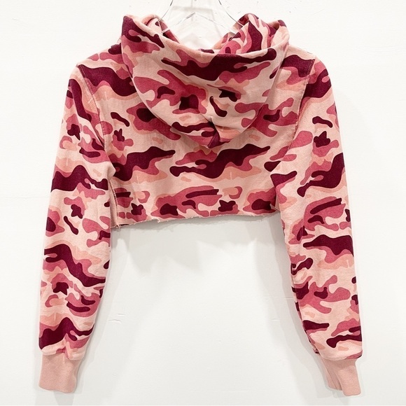 Champion Reverse Weave Women’s Classic Camo Hoody Cropped Large Pink - Picture 2 of 7